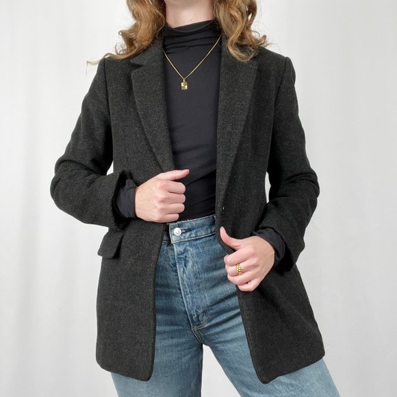 J.Crew Wool Peacoat Blazer Jacket Trench Coat Long Capsule Collection Preppy - Picture 6 of 6